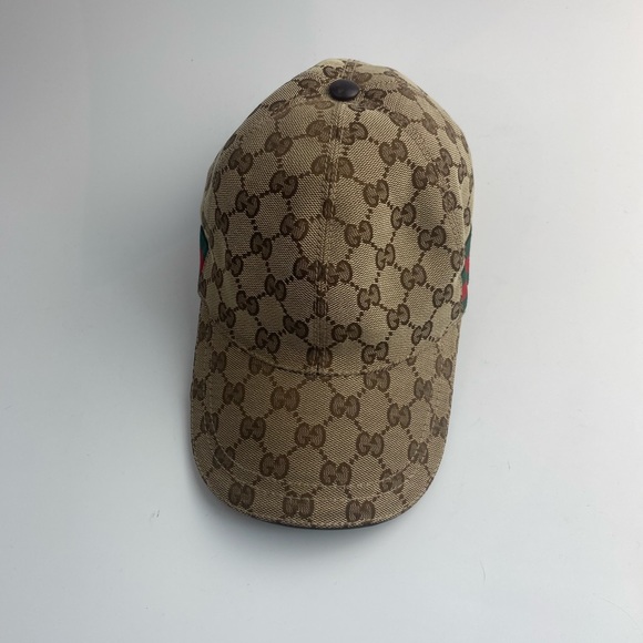 Gucci Natural Monogram Striped-Trim Woven Baseball Cap - Picture 6 of 6